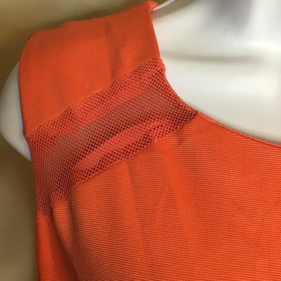 Eloquii Women Fit & Flare Dress Sz. 14 Vibrant Orange Mesh Detail Keyhole Back - Picture 6 of 10